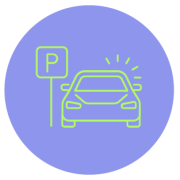 Icon eines Autos mit Parkschild