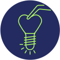 Icon eines herzförmigen Zahnimplantats mit Zange