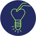 Icon eines herzförmigen Zahnimplantats mit Zange