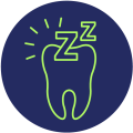 Icon eines schlafenden Zahns mit „Zzz“-Symbolen