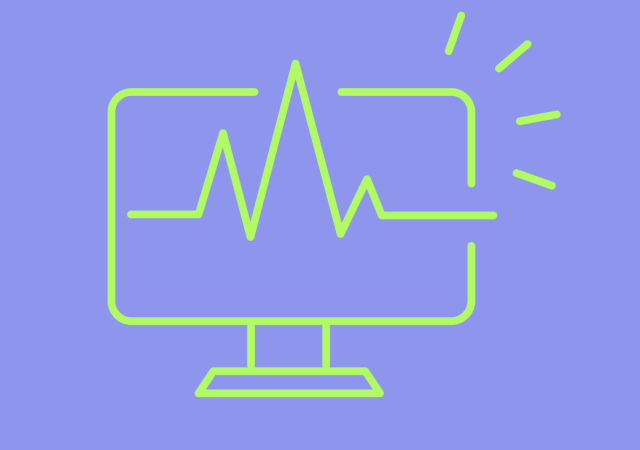 Icon eines Monitors mit Herzfrequenzkurve