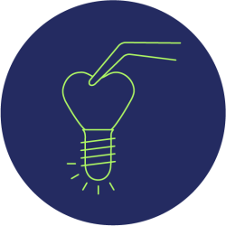 Icon eines herzförmigen Zahnimplantats mit Zange