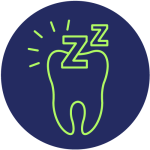 Icon eines schlafenden Zahns mit „Zzz“-Symbolen